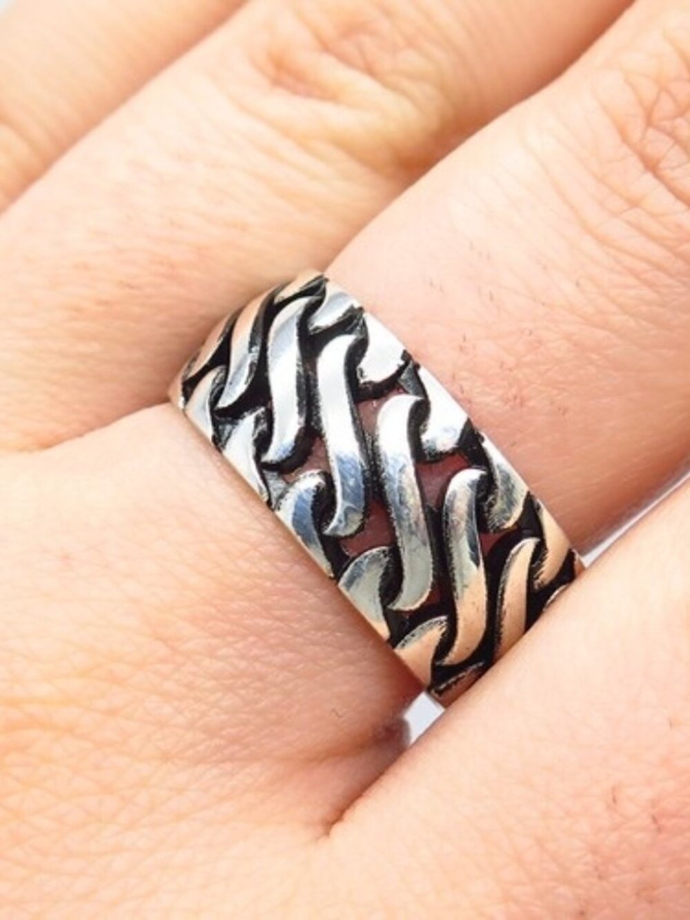 925 Sterling Silver Vintage Unique Braided Band Ring Size 8.5